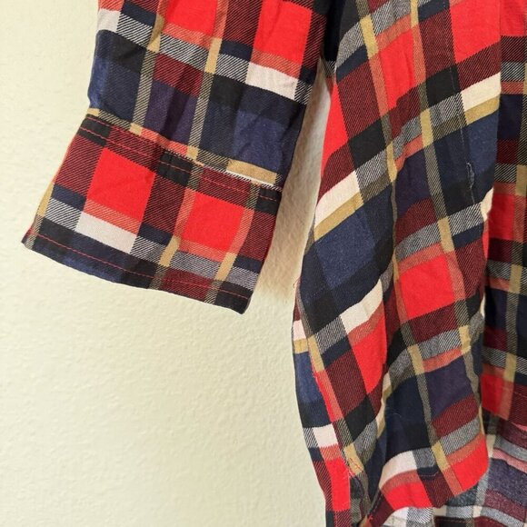 UMGEE Red Plaid Hysteric Patches Lightweight Blouse Womens OVERSIZED Small - Picture 5 of 12